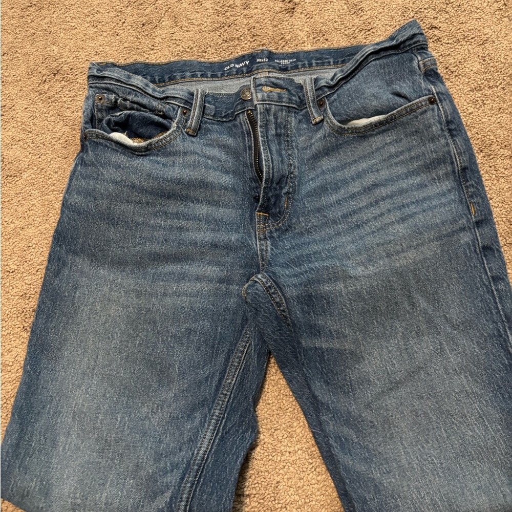 Mens Old Navy Medium Blue Relaxed Slim Taper Jeans